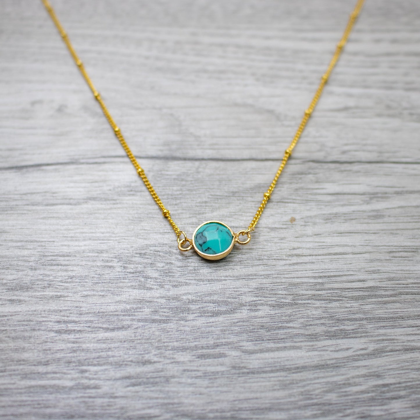 Amisha Gold Necklace - Turquoise Natural Stone