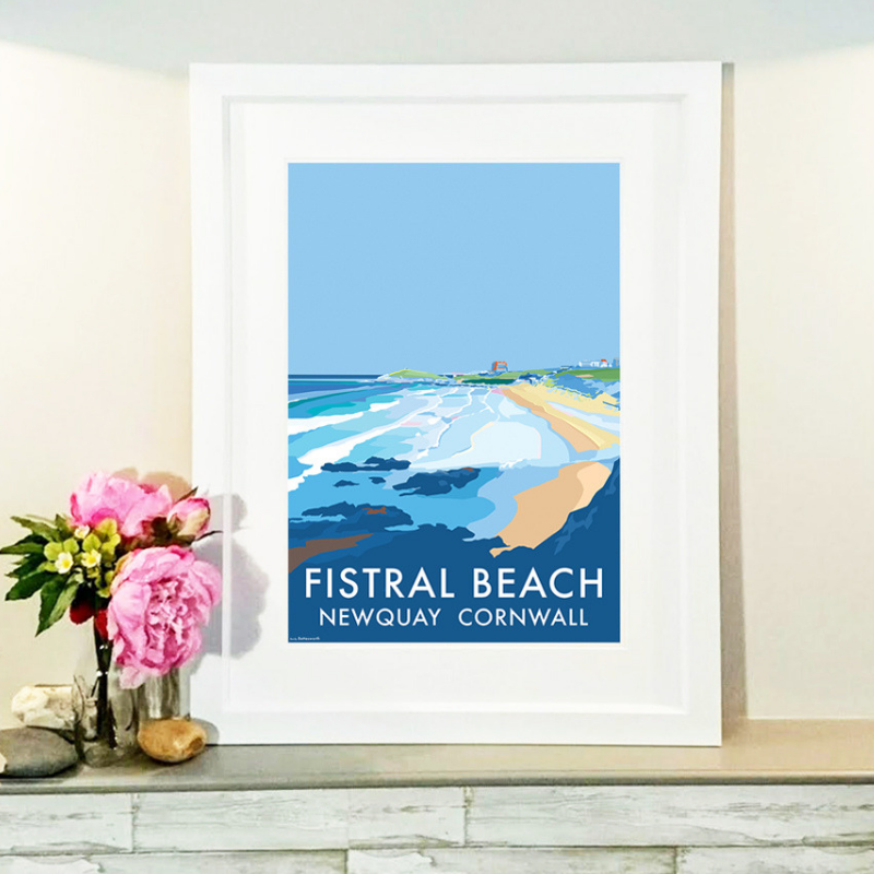 Fistral Beach Newquay Travel Poster & Seaside Print