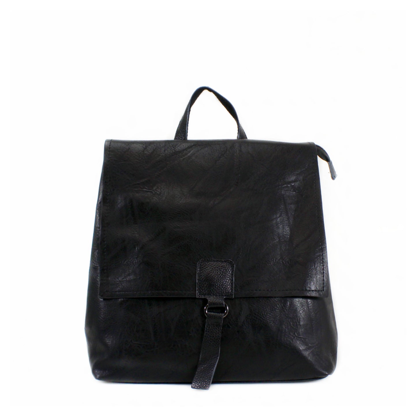 Synthetic flap closure backpack with Leather trim